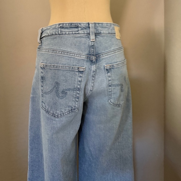 AG Saige Light Denim Wide Leg Cropped Raw Edge Jeans Size 28 - Picture 8 of 13